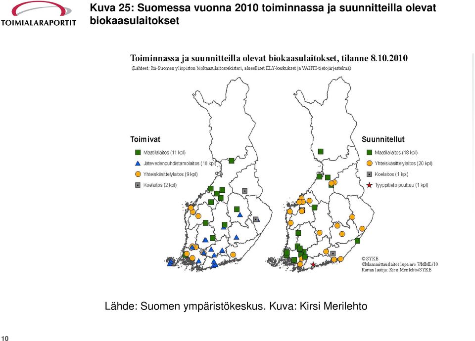 olevat biokaasulaitokset Lähde: