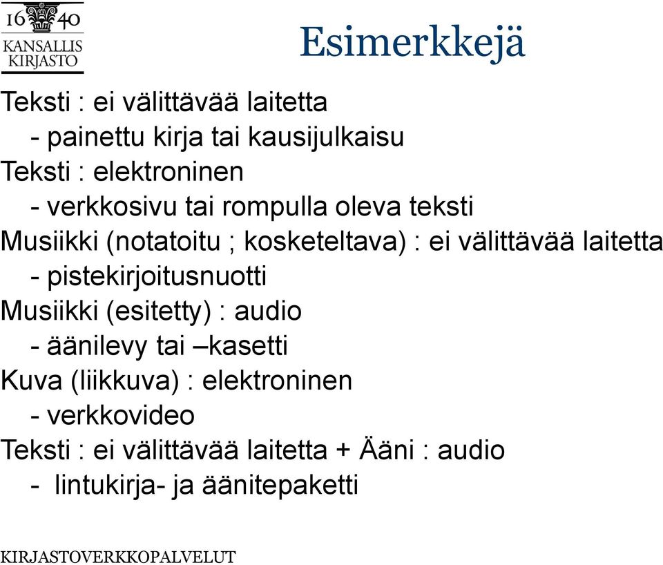 välittävää laitetta - pistekirjoitusnuotti Musiikki (esitetty) : audio - äänilevy tai kasetti Kuva