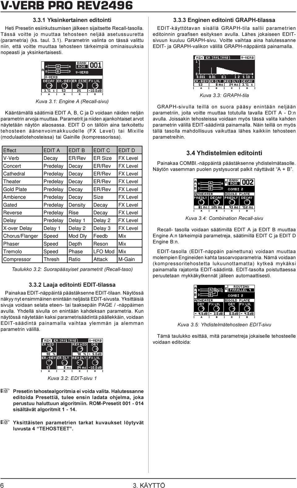 3.3 Enginen editointi GRAPH-tilassa EDIT-käyttötavan sisällä GRAPH-tila sallii parametrien editoinnin graafisen esityksen avulla. Lähes jokaiseen EDITsivuun kuuluu GRAPH-sivu.