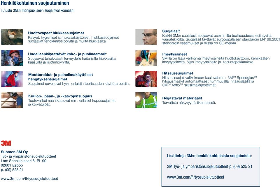 Suojalasit täyttävät eurooppalaisen standardin EN166:2001 standardin vaatimukset ja niissä on CE-merkki.