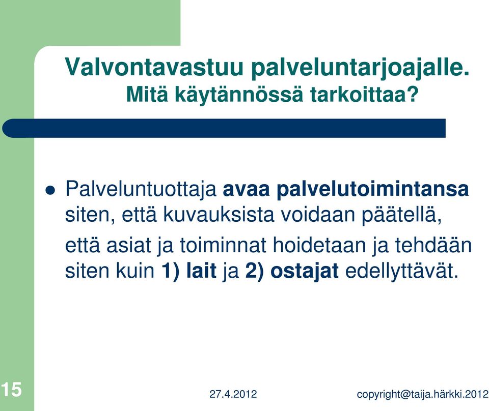 Palveluntuottaja avaa palvelutoimintansa siten, että