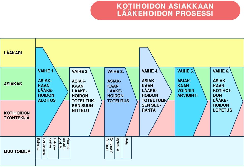 ASIAK- KAAN LÄÄKE- HOIDON TOTEUTUS ASIAK- KAAN LÄÄKE- HOIDON TOTEUTUMI- SEN SEU- RANTA ASIAK- KAAN VOINNIN ARVIOINTI