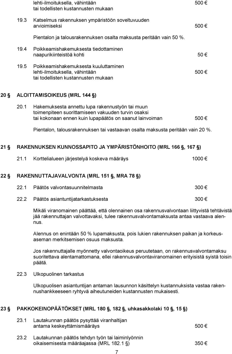 4 Poikkeamishakemuksesta tiedottaminen naapurikiinteistöä kohti 50 19.