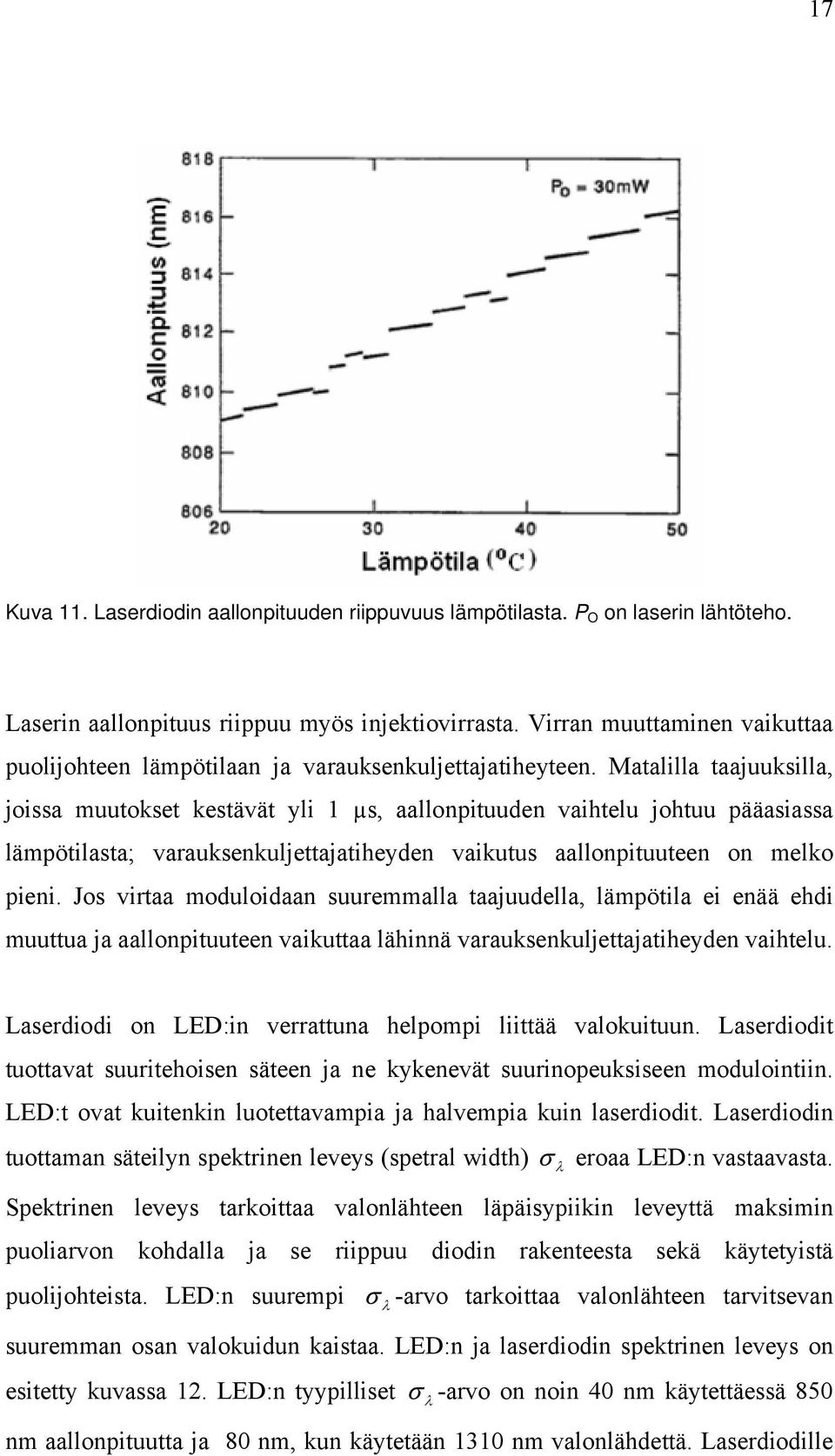 Matalilla taajuuksilla, joissa muutokset kestävät yli 1 µs, aallonpituuden vaihtelu johtuu pääasiassa lämpötilasta; varauksenkuljettajatiheyden vaikutus aallonpituuteen on melko pieni.