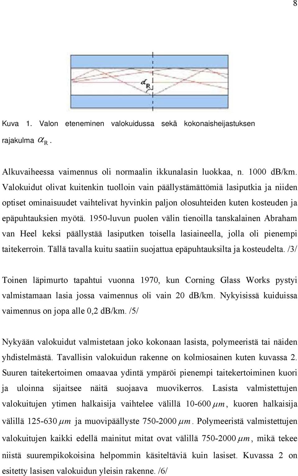 1950-luvun puolen välin tienoilla tanskalainen Abraham van Heel keksi päällystää lasiputken toisella lasiaineella, jolla oli pienempi taitekerroin.