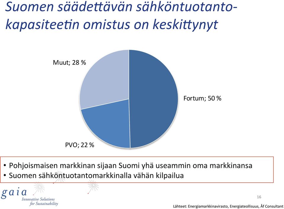 yhä useammin oma markkinansa Suomen sähköntuotantomarkkinalla vähän