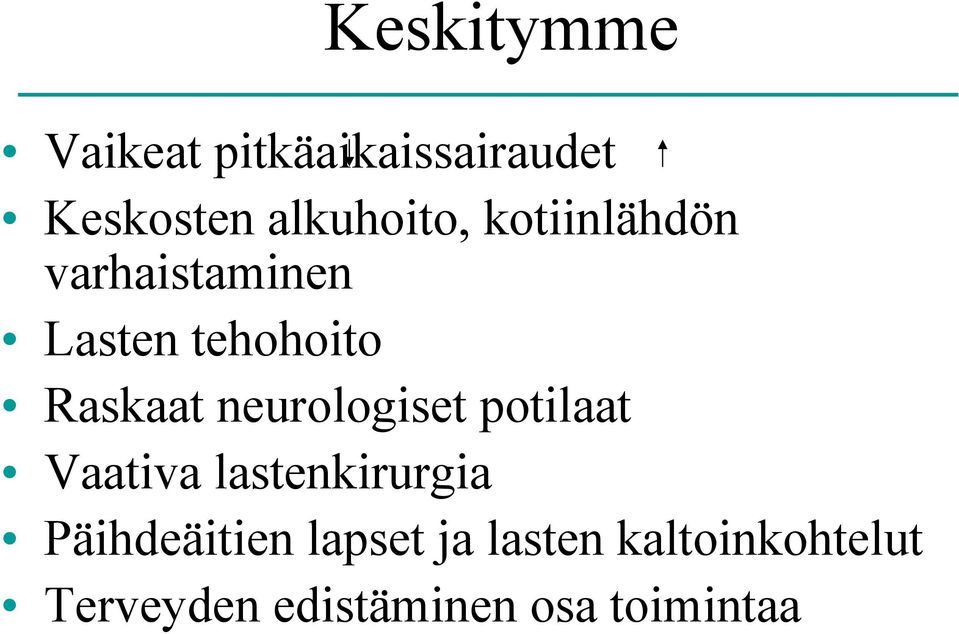 Raskaat neurologiset potilaat Vaativa lastenkirurgia
