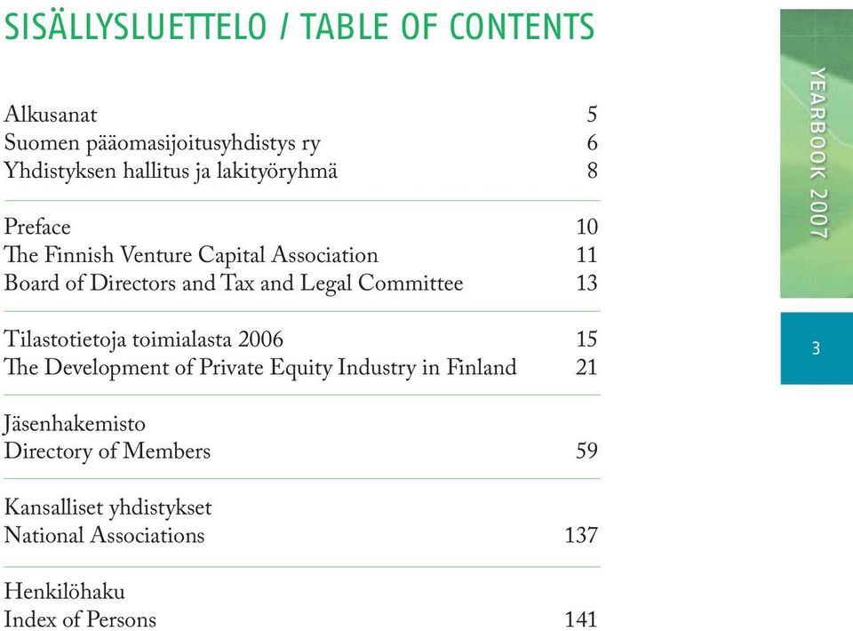 10 11 13 yearbook 2007 Tilastotietoja toimialasta 2006 The Development of Private Equity Industry in Finland