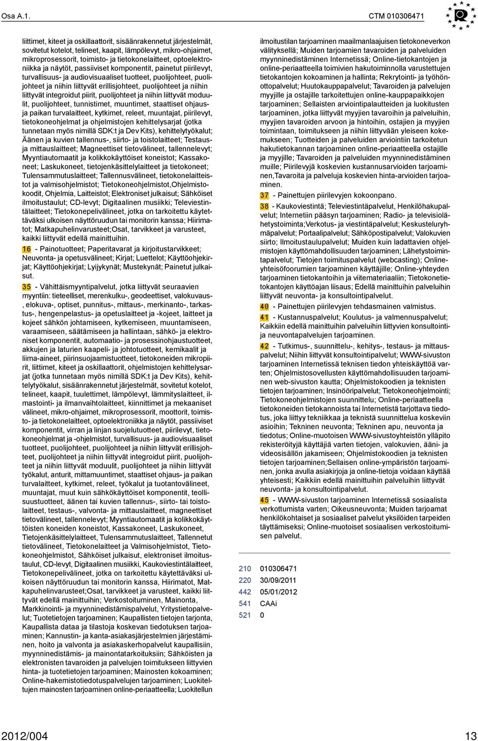 optoelektroniikka ja näytöt, passiiviset komponentit, painetut piirilevyt, turvallisuus- ja audiovisuaaliset tuotteet, puolijohteet, puolijohteet ja niihin liittyvät erillisjohteet, puolijohteet ja