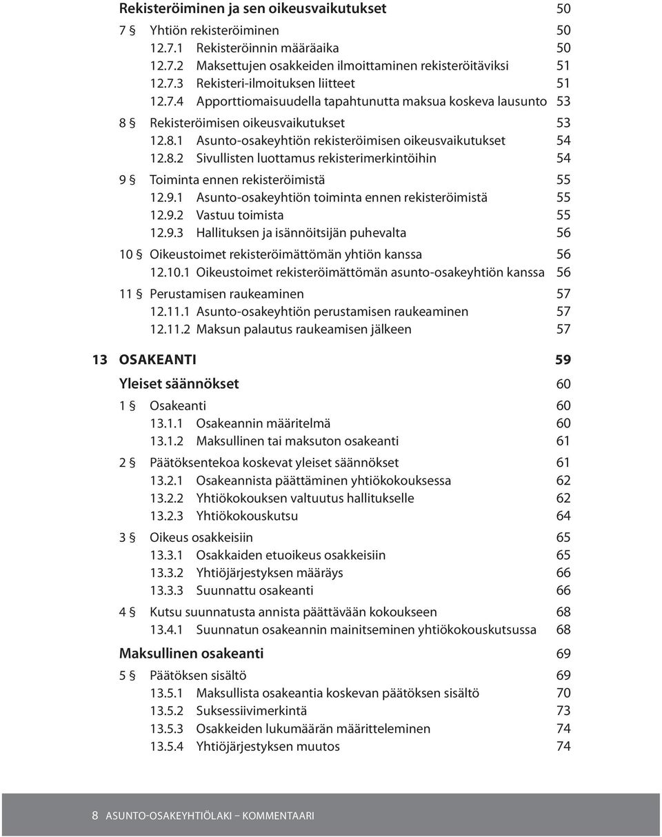 9.1 Asunto-osakeyhtiön toiminta ennen rekisteröimistä 55 12.9.2 Vastuu toimista 55 12.9.3 Hallituksen ja isännöitsijän puhevalta 56 10 