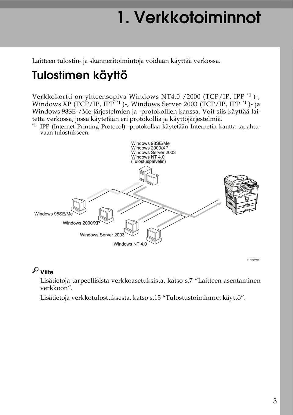 Voit siis käyttää laitetta verkossa, jossa käytetään eri protokollia ja käyttöjärjestelmiä.