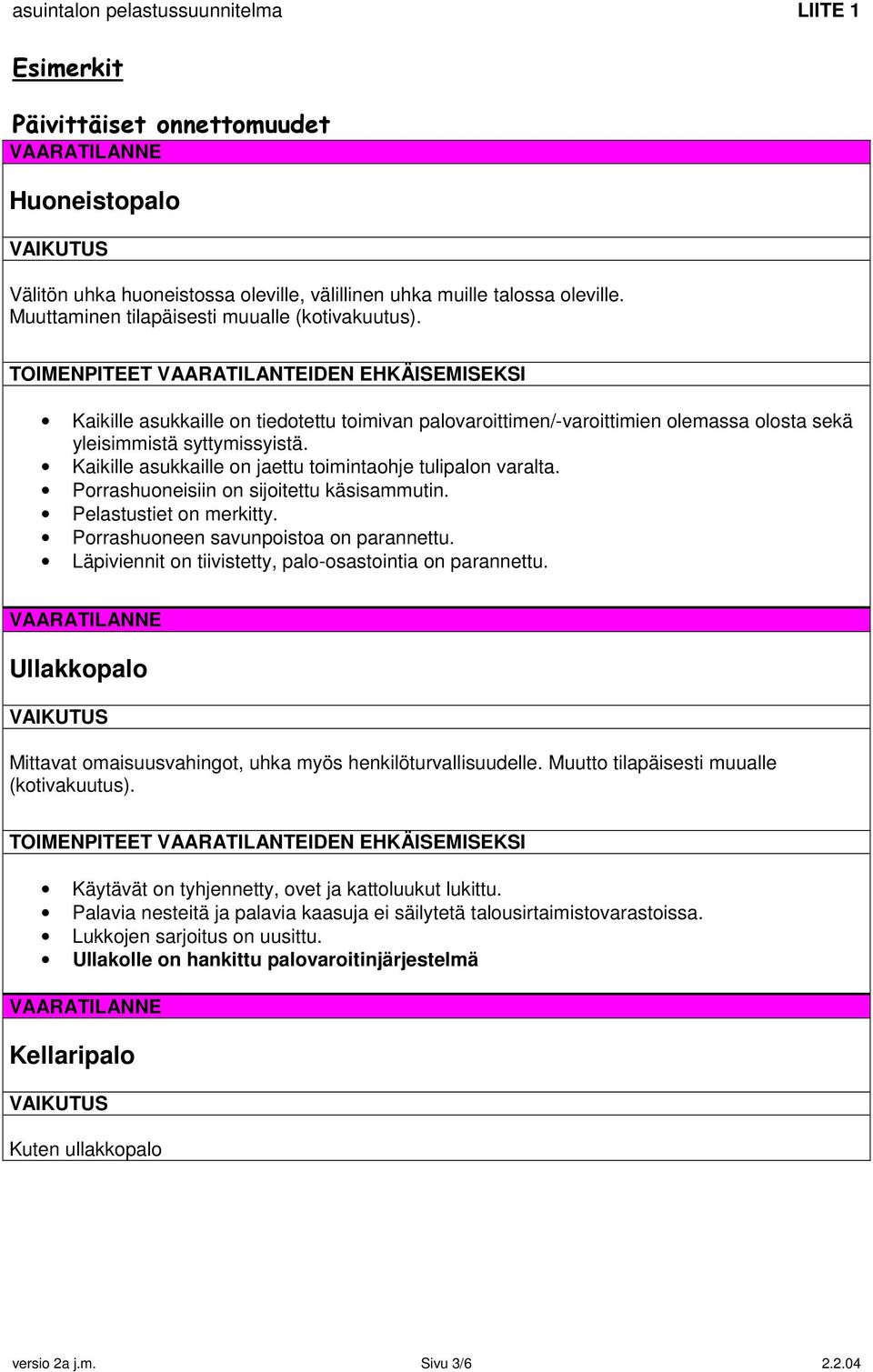 Porrashuoneisiin on sijoitettu käsisammutin. Pelastustiet on merkitty. Porrashuoneen savunpoistoa on parannettu. Läpiviennit on tiivistetty, palo-osastointia on parannettu.