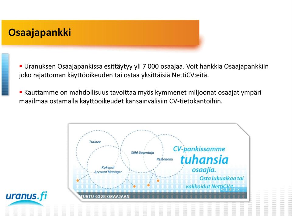 yksittäisiä NettiCV:eitä.