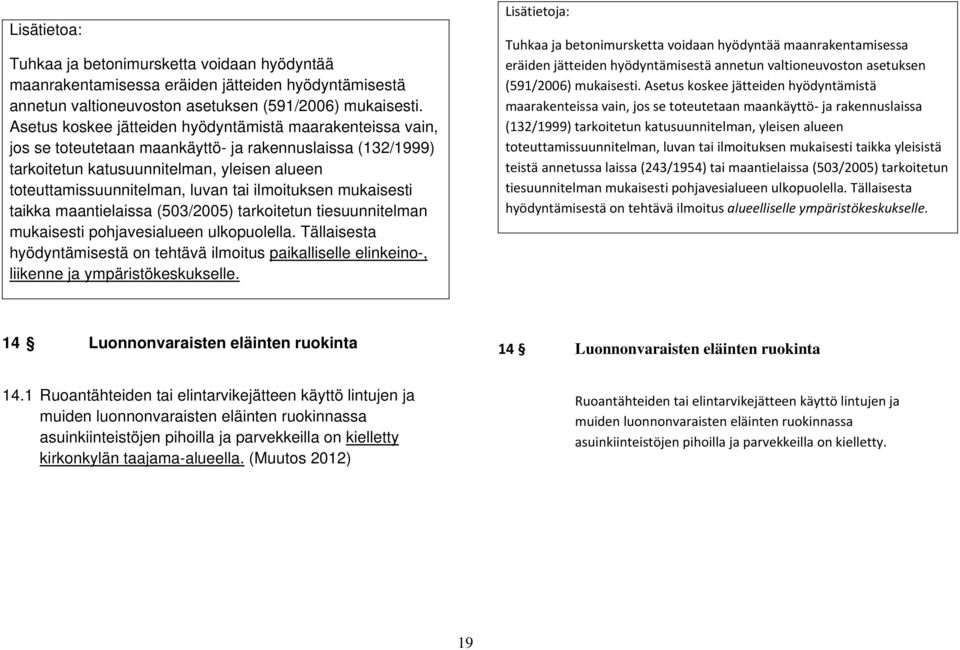 ilmoituksen mukaisesti taikka maantielaissa (503/2005) tarkoitetun tiesuunnitelman mukaisesti pohjavesialueen ulkopuolella.