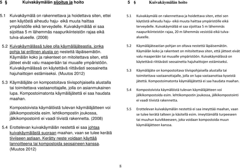 2 Kuivakäymälässä tulee olla käymäläjäteastia, jonka pohja tai erillinen alusta on nestettä läpäisemätön.