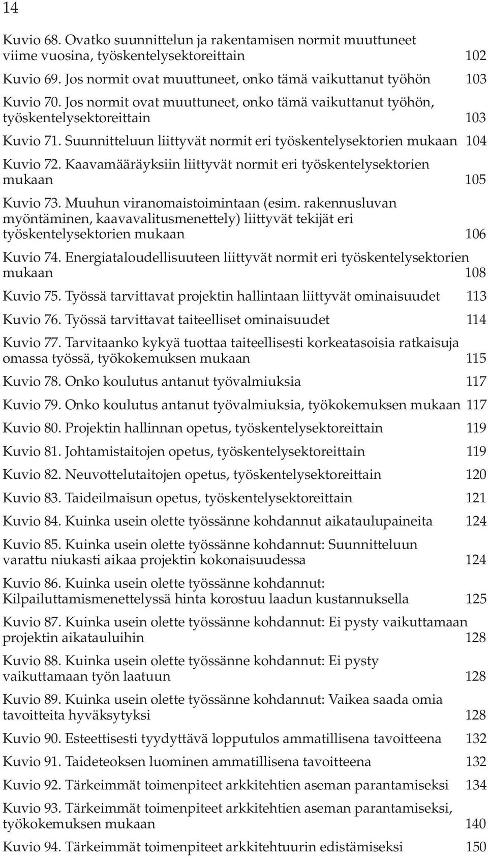 Kaavamääräyksiin liittyvät normit eri työskentelysektorien mukaan 105 Kuvio 73. Muuhun viranomaistoimintaan (esim.