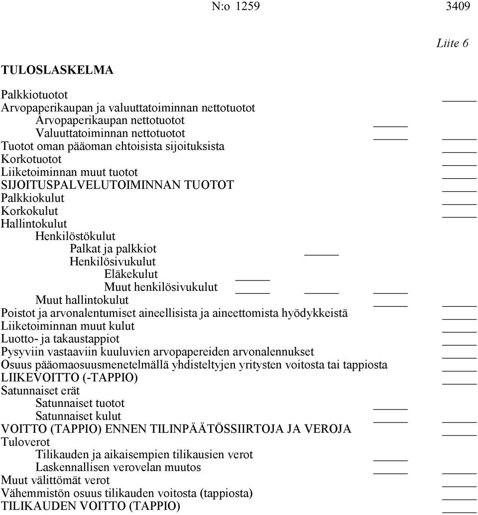 henkilösivukulut hallintokulut Poistot ja arvonalentumiset aineellisista ja aineettomista hyödykkeistä Liiketoiminnan muut kulut Luotto- ja takaustappiot Pysyviin vastaaviin kuuluvien arvopapereiden