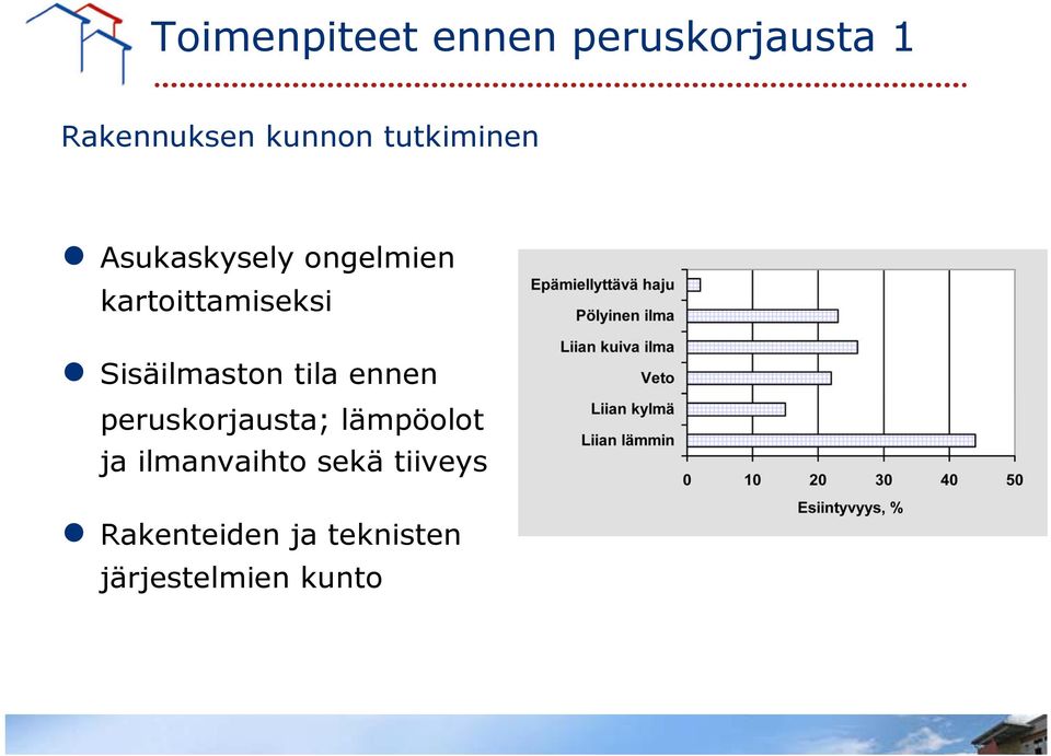 Sisäilmaston tila ennen peruskorjausta; lämpöolot ja