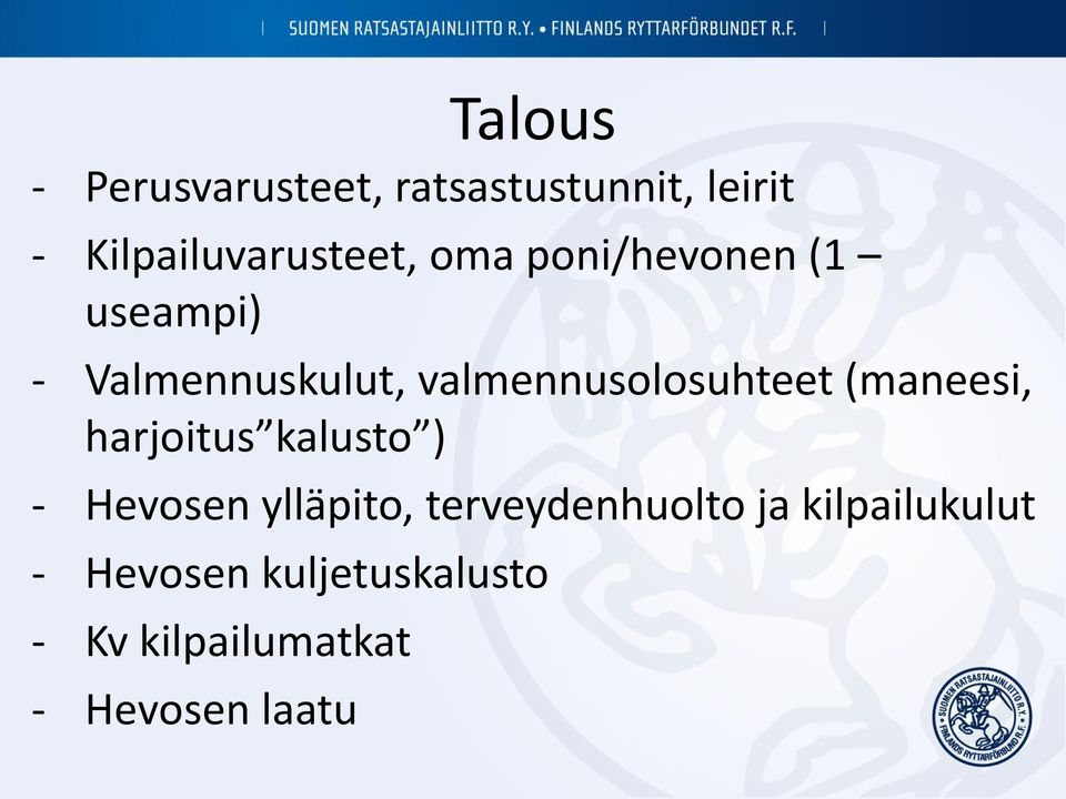 (maneesi, harjoitus kalusto ) - Hevosen ylläpito, terveydenhuolto ja