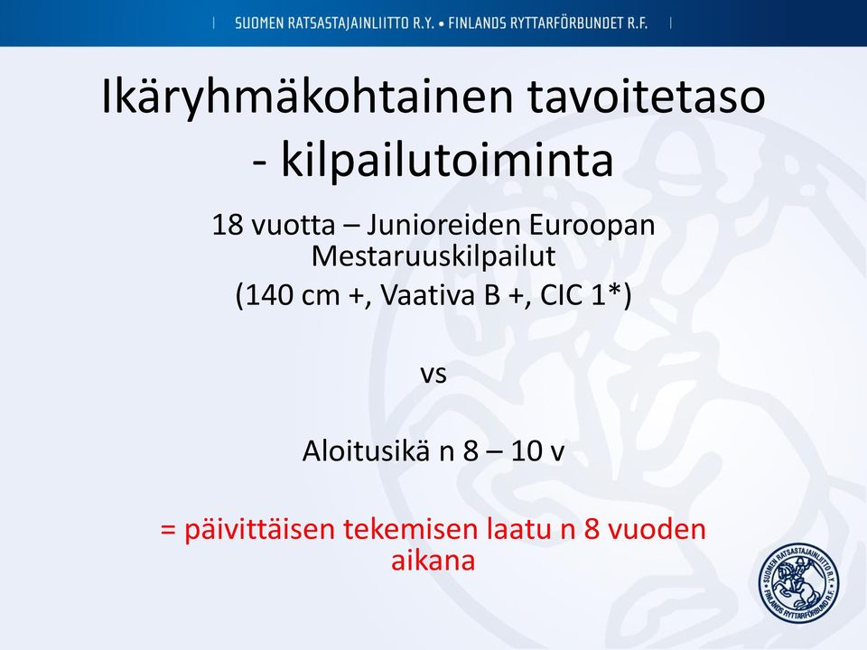 (140 cm +, Vaativa B +, CIC 1*) vs Aloitusikä n 8