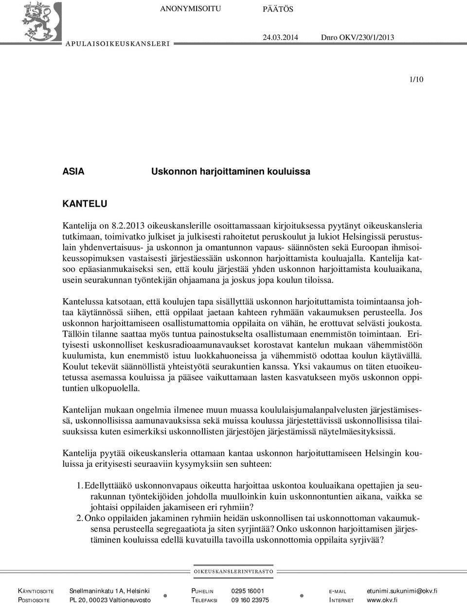 14 Dnro OKV/23