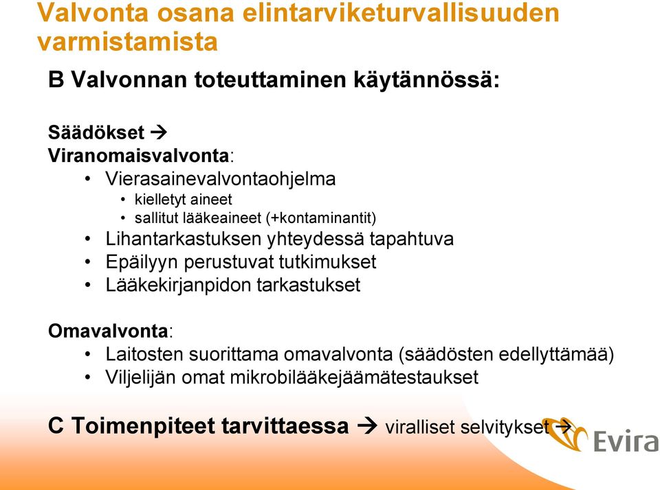 Lihantarkastuksen yhteydessä tapahtuva Epäilyyn perustuvat tutkimukset Lääkekirjanpidon tarkastukset Omavalvonta: