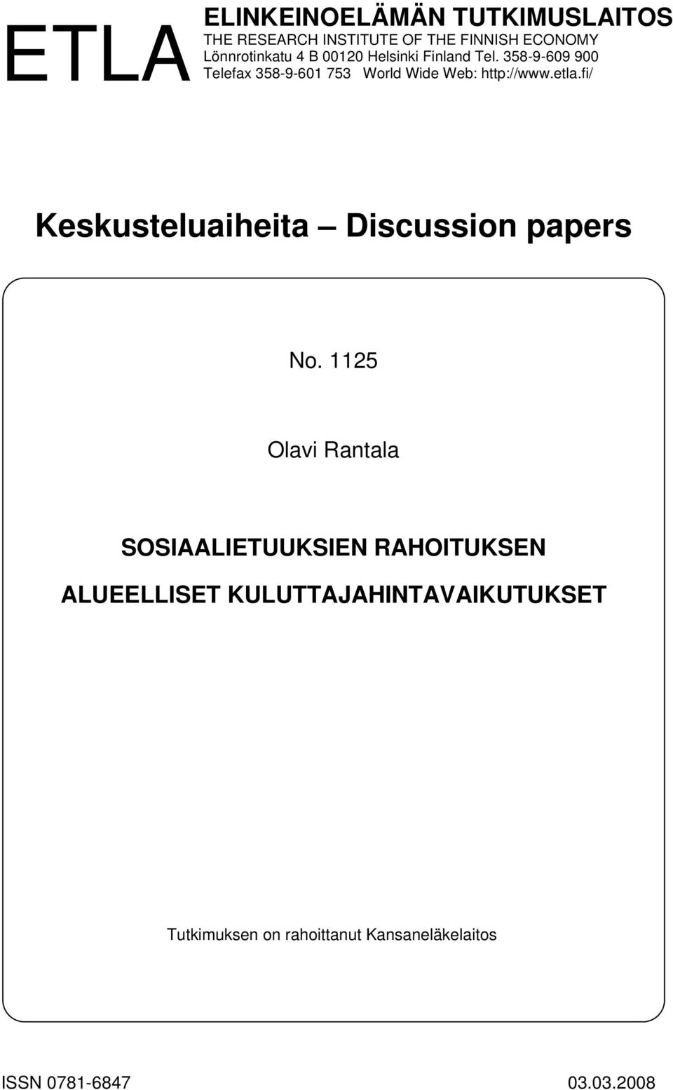 fi/ Keskusteluaiheita Discussion papers No.
