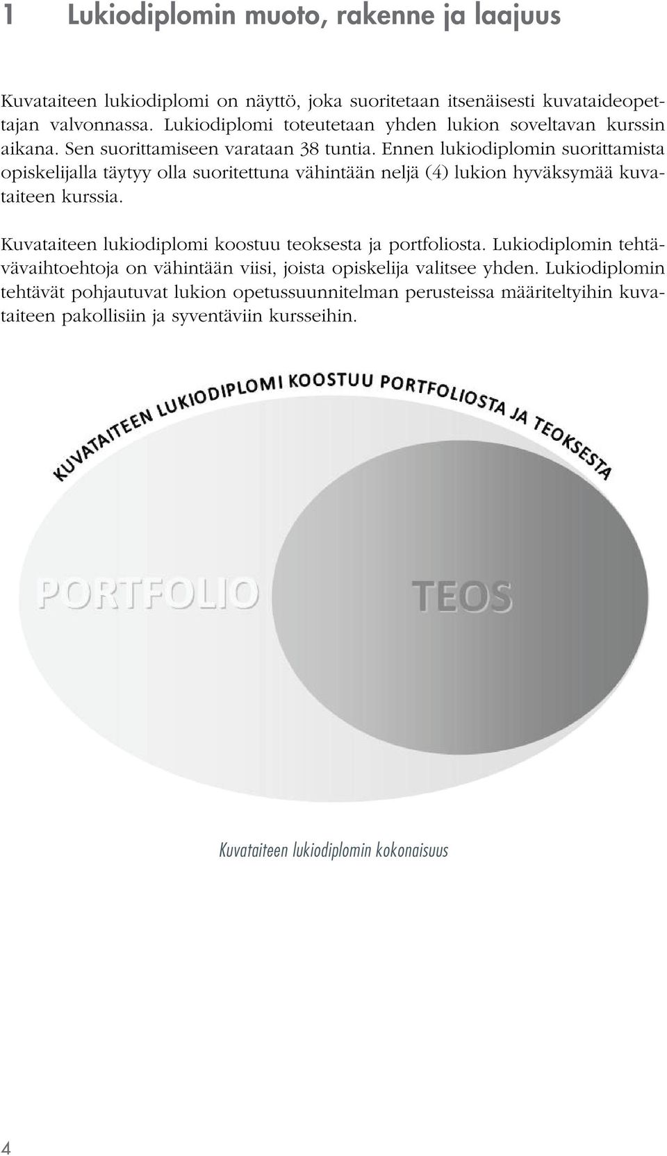 Ennen lukiodiplomin suorittamista opiskelijalla täytyy olla suoritettuna vähintään neljä (4) lukion hyväksymää kuvataiteen kurssia.