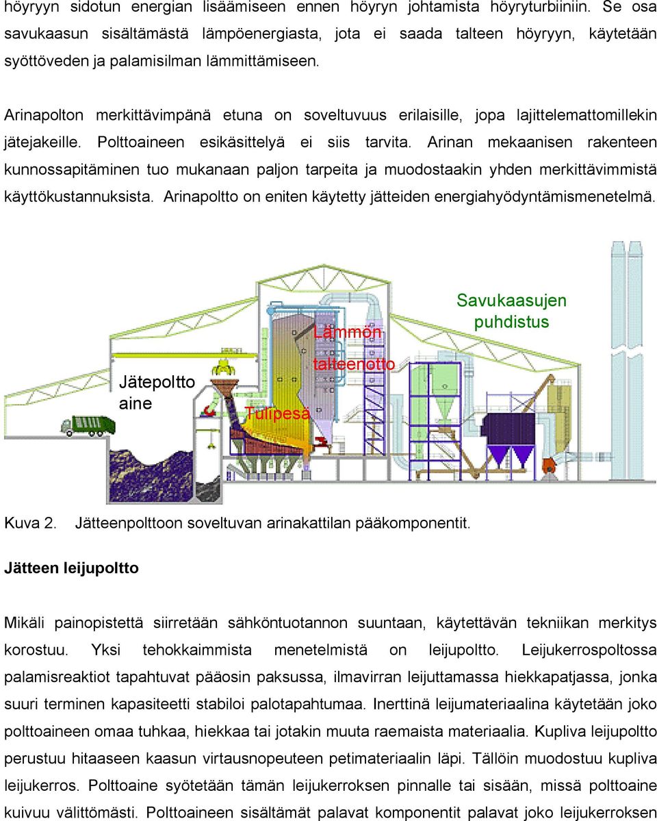 Arinapolton merkittävimpänä etuna on soveltuvuus erilaisille, jopa lajittelemattomillekin jätejakeille. Polttoaineen esikäsittelyä ei siis tarvita.