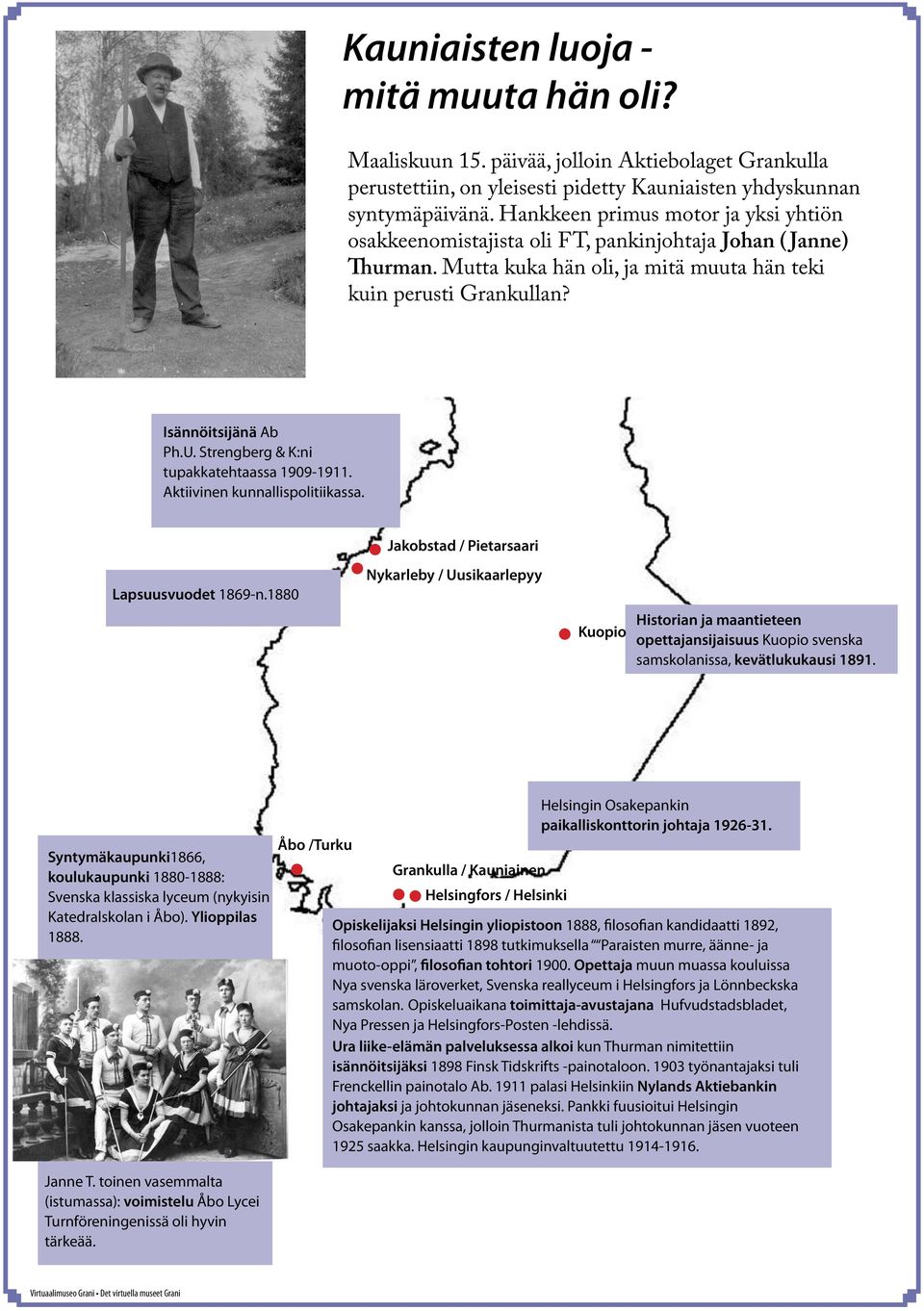 Strengberg & K:ni tupakkatehtaassa 1909-1911. Aktiivinen kunnallispolitiikassa. Jakobstad / Pietarsaari Lapsuusvuodet 1869-n.