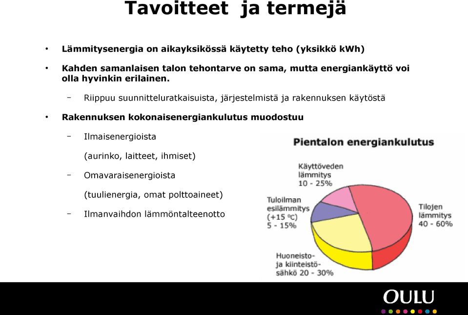 Riippuu suunnitteluratkaisuista, järjestelmistä ja rakennuksen käytöstä Rakennuksen