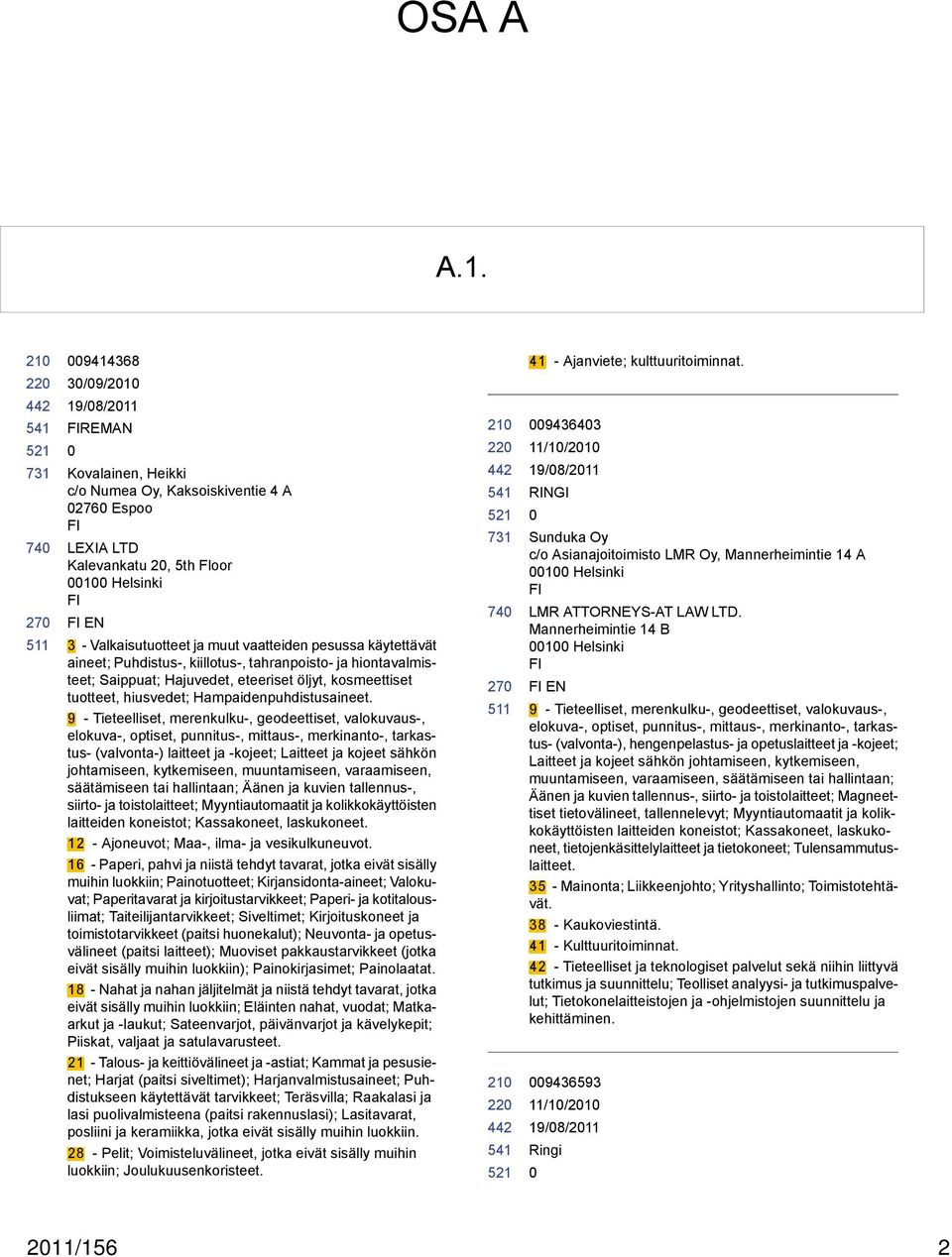 käytettävät aineet; Puhdistus-, kiillotus-, tahranpoisto- ja hiontavalmisteet; Saippuat; Hajuvedet, eteeriset öljyt, kosmeettiset tuotteet, hiusvedet; Hampaidenpuhdistusaineet.