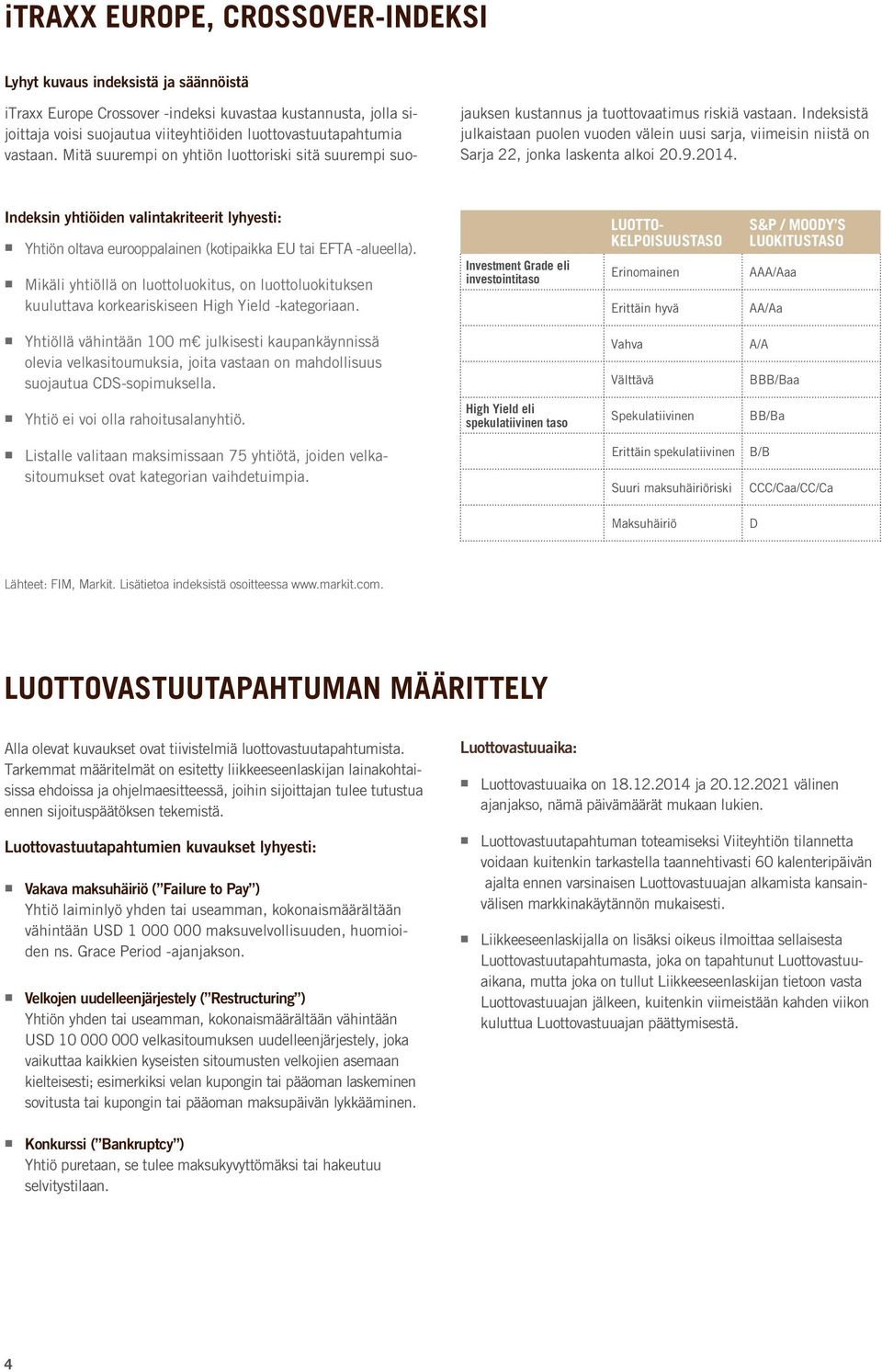 Indeksistä julkaistaan puolen vuoden välein uusi sarja, viimeisin niistä on Sarja 22, jonka laskenta alkoi 20.9.2014.