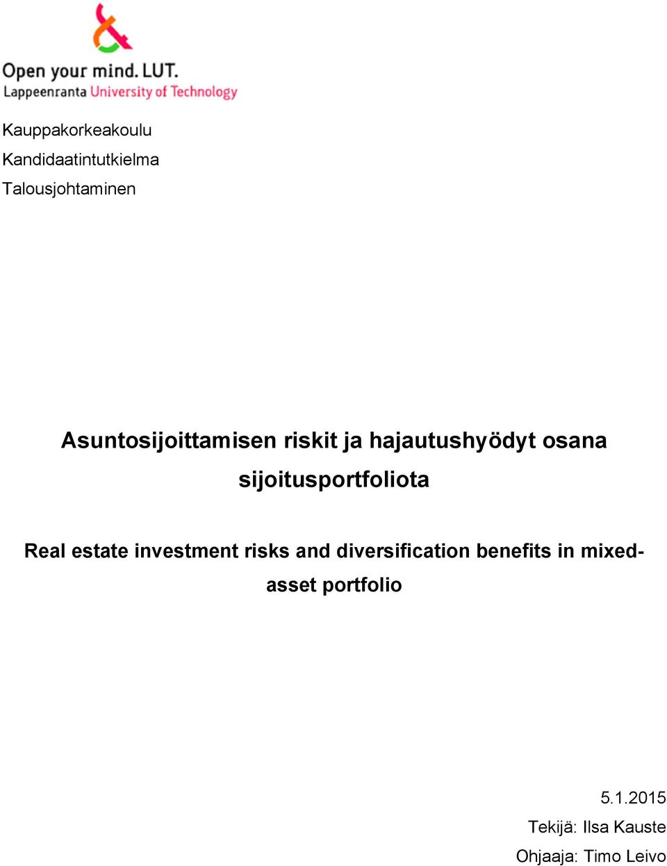 sijoitusportfoliota Real estate investment risks and