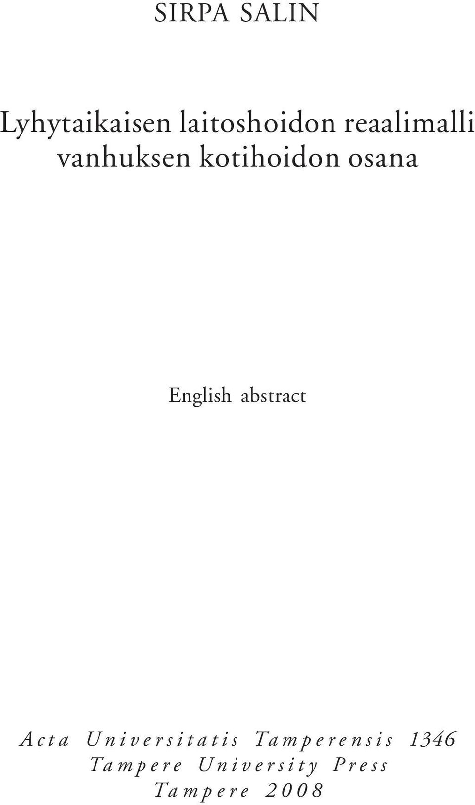 English abstract Acta Universitatis