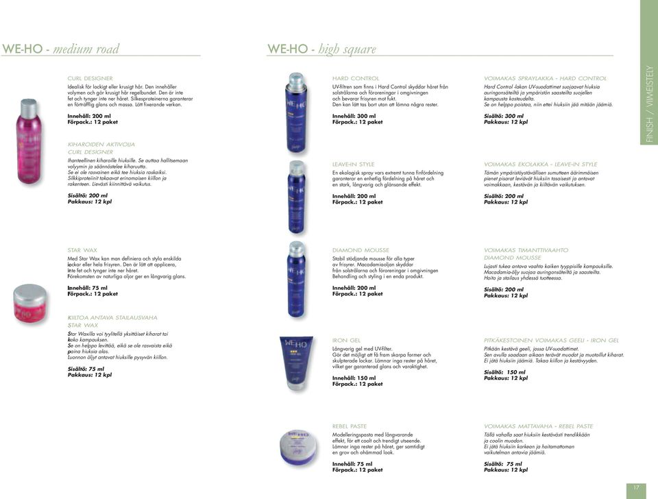 Innehåll: 200 ml KIHAROIDEN AKTIVOIJA CURL DESIGNER HARD CONTROL UV-filtren som finns i Hard Control skyddar håret från solstrålarna och föroreningar i omgivningen och bevarar frisyren mot fukt.