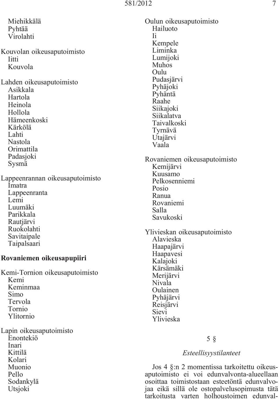 Pello Sodankylä Utsjoki Oulun Hailuoto Ii Kempele Liminka Lumijoki Muhos Oulu Pudasjärvi Pyhäjoki Pyhäntä Raahe Siikajoki Siikalatva Taivalkoski Tyrnävä Utajärvi Vaala Rovaniemen Kemijärvi Kuusamo