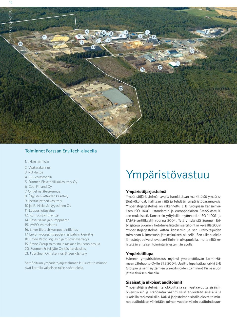 Kompostointikenttä 14. Tasausallas ja pumppaamo 15. VAPO Voimalaitos 16. Envor Biotech kompostointilaitos 17. Envor Processing paperin ja pahvin kierrätys 18.