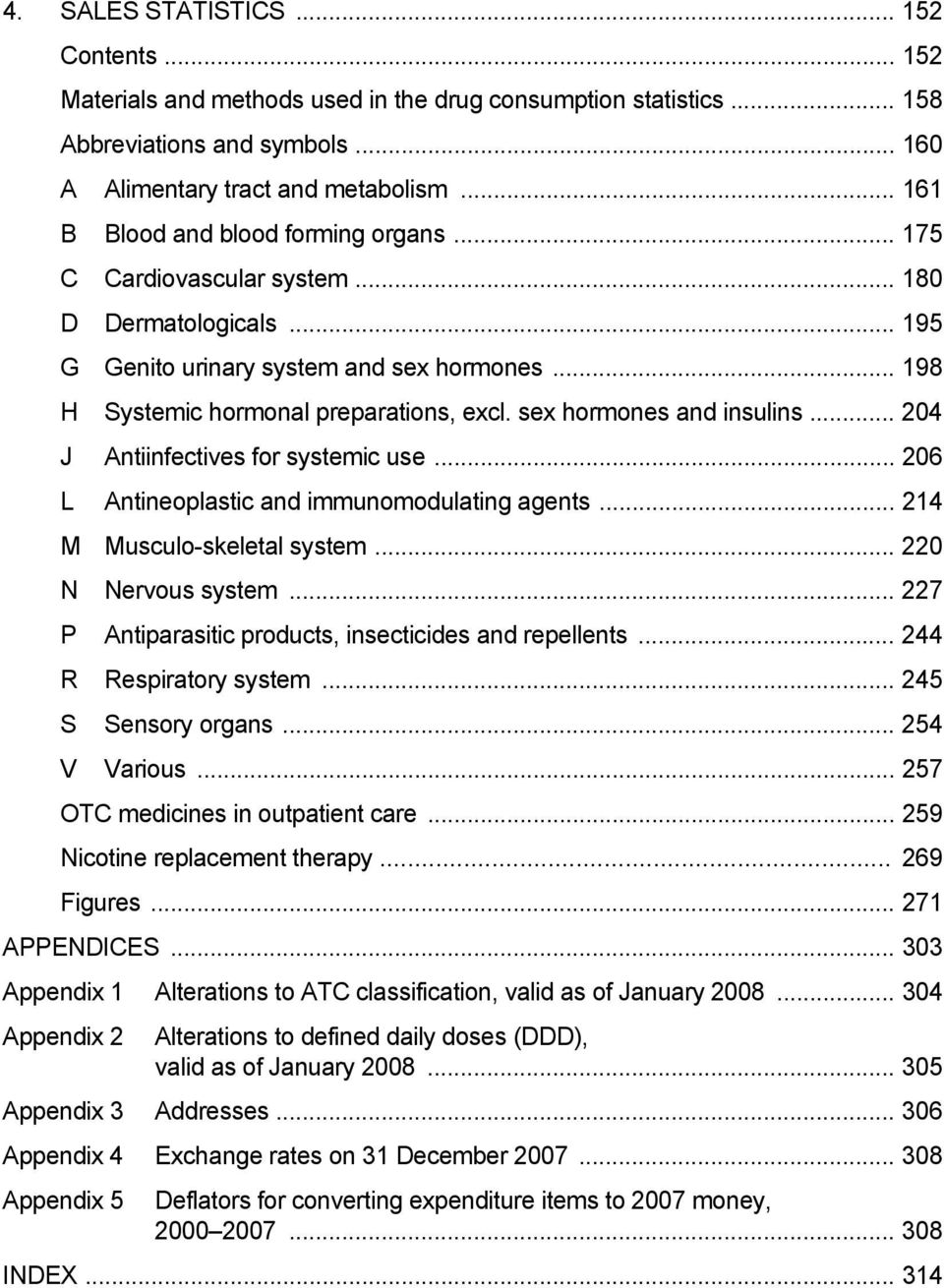 sex hormones and insulins... 204 J Antiinfectives for systemic use... 206 L Antineoplastic and immunomodulating agents... 214 M Musculo-skeletal system... 220 N Nervous system.