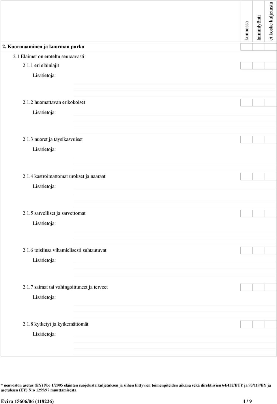 1.5 sarvelliset ja sarvettomat 2.1.6 toisiinsa vihamielisesti suhtautuvat 2.1.7 sairaat tai vahingoittuneet ja terveet 2.