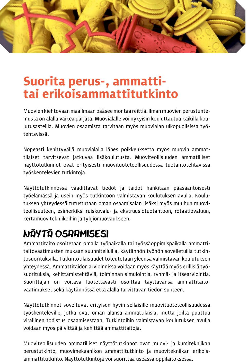 Nopeasti kehittyvällä muovialalla lähes poikkeuksetta myös muovin ammattilaiset tarvitsevat jatkuvaa lisäkoulutusta.