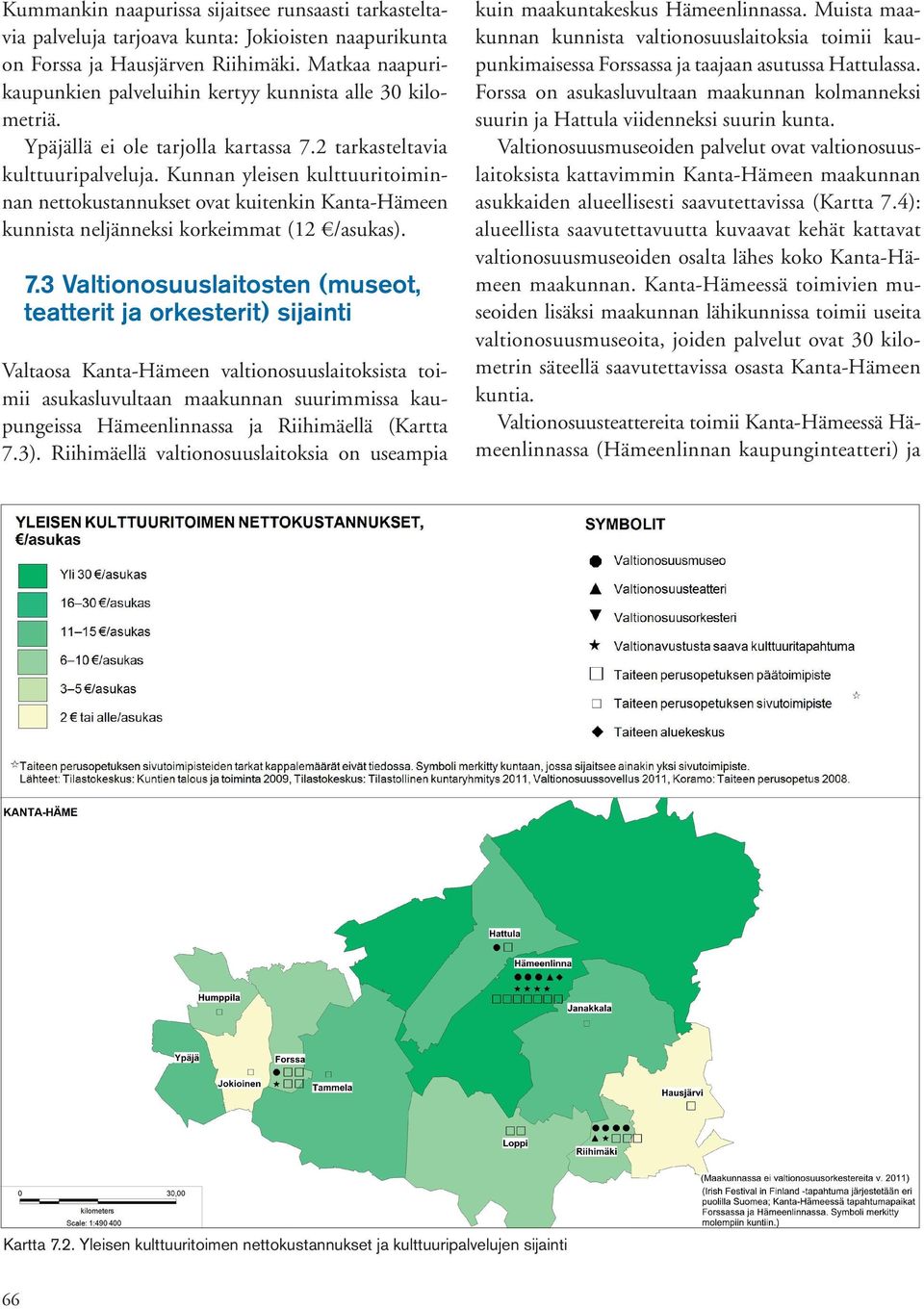 Kunnan yleisen kulttuuritoiminnan nettokustannukset ovat kuitenkin Kanta-Hämeen kunnista neljänneksi korkeimmat (12 /asukas). 7.