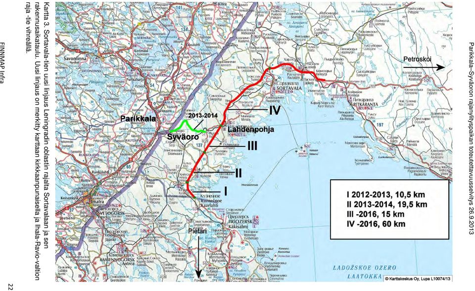 rajalta Sortavalaan ja sen rakennusaikataulu.