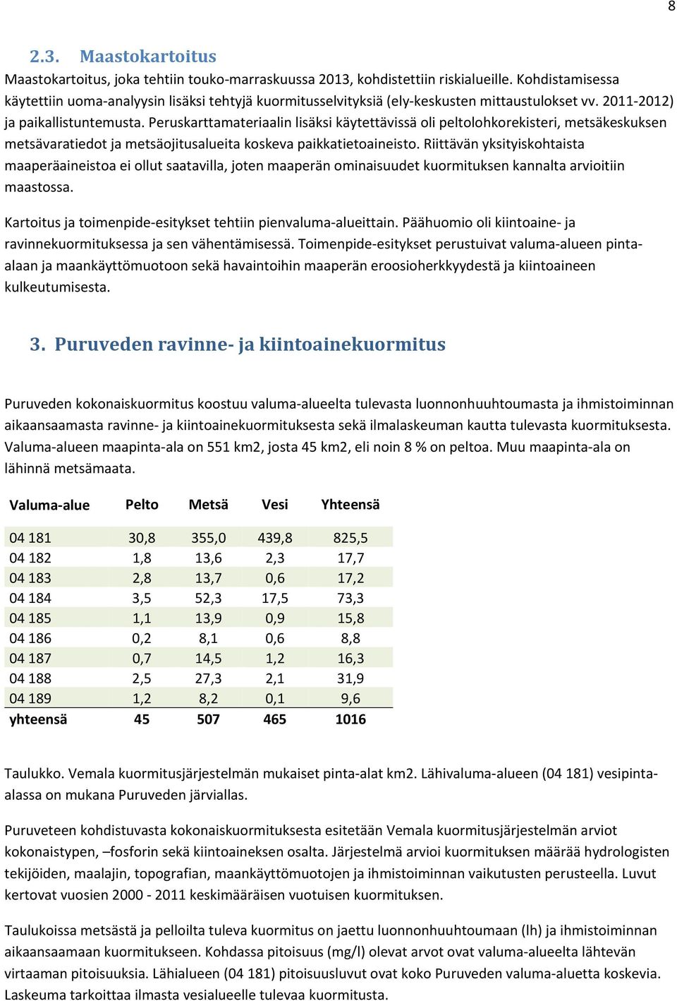 Peruskarttamateriaalin lisäksi käytettävissä oli peltolohkorekisteri, metsäkeskuksen metsävaratiedot ja metsäojitusalueita koskeva paikkatietoaineisto.