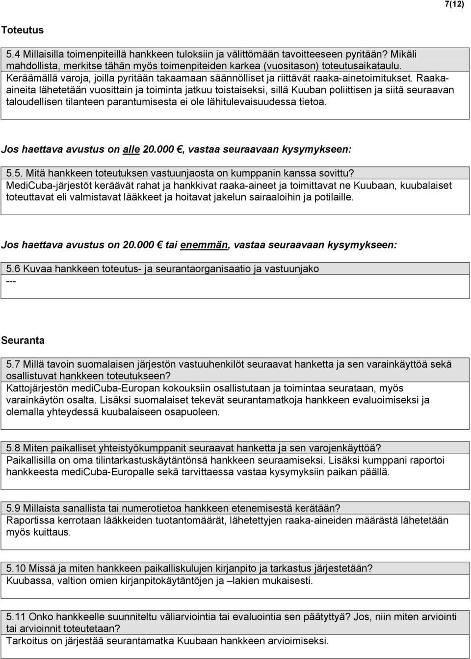 Raakaaineita lähetetään vuosittain ja toiminta jatkuu toistaiseksi, sillä Kuuban poliittisen ja siitä seuraavan taloudellisen tilanteen parantumisesta ei ole lähitulevaisuudessa tietoa.