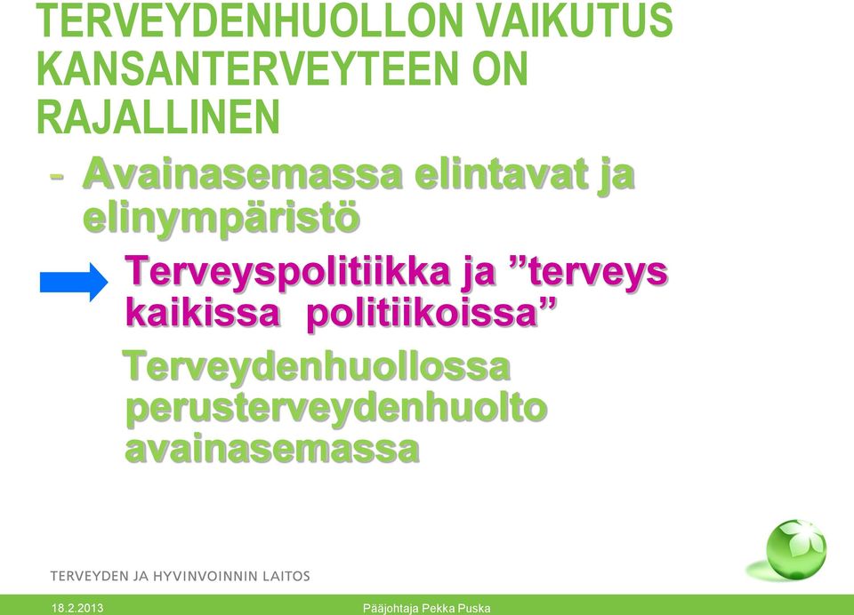 elinympäristö Terveyspolitiikka ja terveys kaikissa