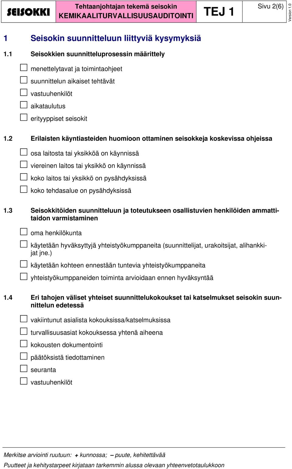 2 Erilaisten käyntiasteiden huomioon ottaminen seisokkeja koskevissa ohjeissa osa laitosta tai yksikköä on käynnissä viereinen laitos tai yksikkö on käynnissä koko laitos tai yksikkö on pysähdyksissä