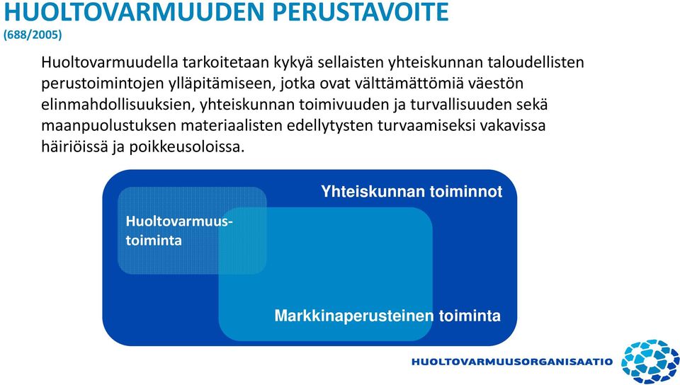 yhteiskunnan toimivuuden ja turvallisuuden sekä maanpuolustuksen materiaalisten edellytysten turvaamiseksi