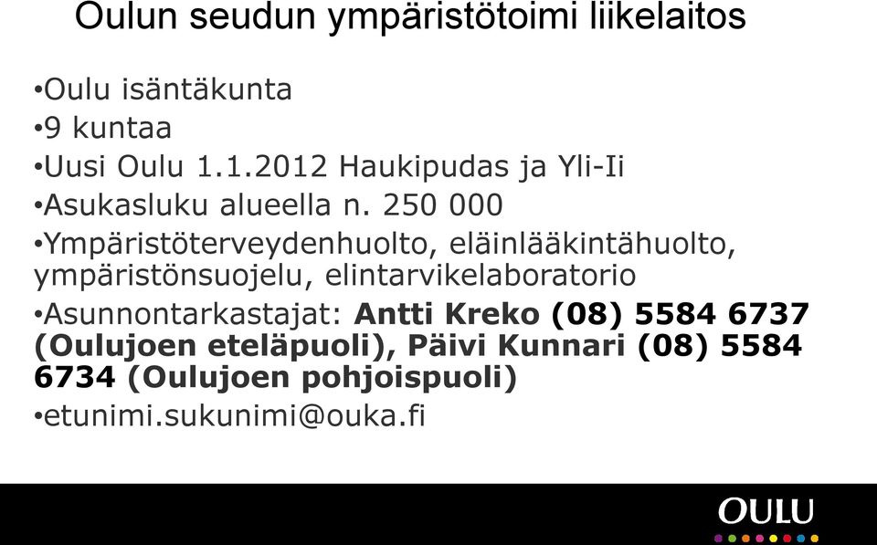 250 000 Ympäristöterveydenhuolto, eläinlääkintähuolto, ympäristönsuojelu,