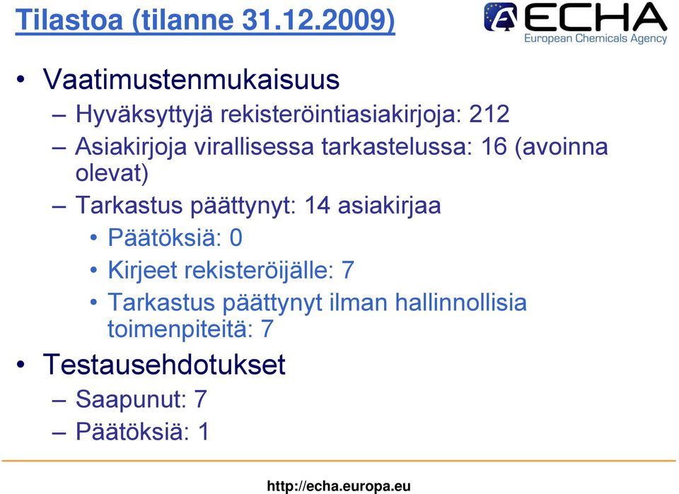 virallisessa tarkastelussa: 16 (avoinna olevat) Tarkastus päättynyt: 14 asiakirjaa